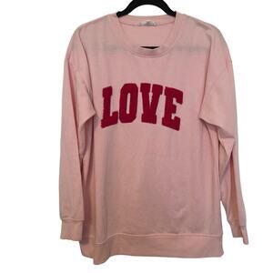 PINK Workshop Republic Clothing "LOVE" sweatshirt with red chenille lettering